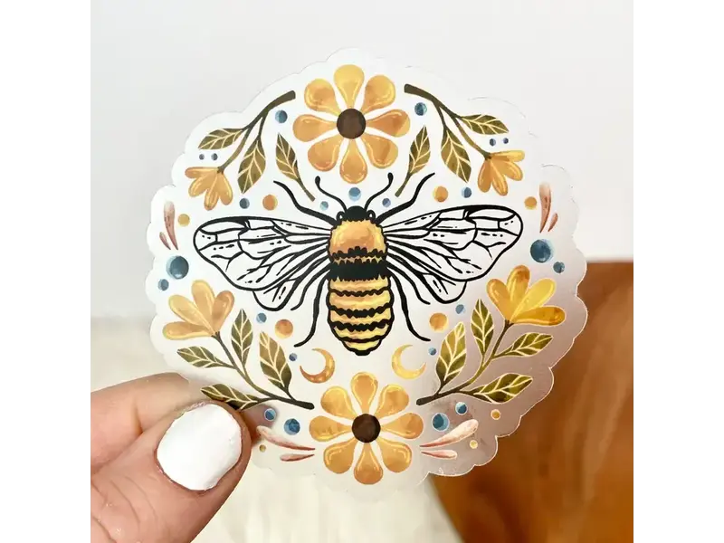 Big Moods Flowers and Bee Clear Sticker
