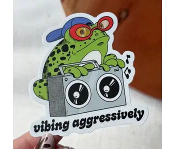 Vibing Aggressively Frog Sticker