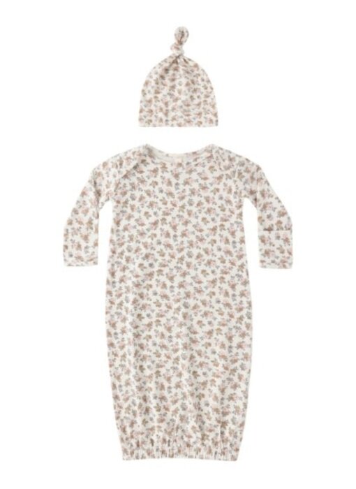 BAMBOO BABY GOWN + HAT SET || WILDFLOWER