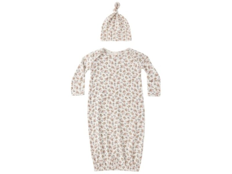 Rylee + Cru LLC BAMBOO BABY GOWN + HAT SET || WILDFLOWER