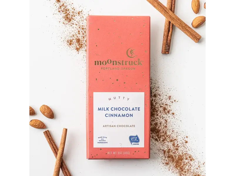 Moonstruck Chocolate Co Nutty Milk Chocolate Cinnamon Bar