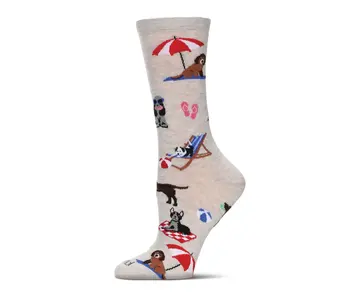 Dogs On Beach Bamboo Crew | Ivory Heather / 9-11