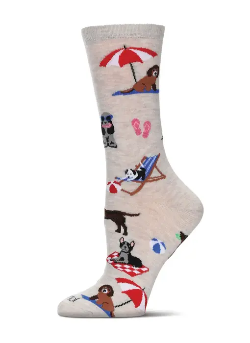 Dogs On Beach Bamboo Crew | Ivory Heather / 9-11