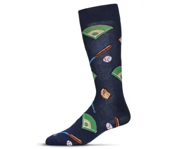 Men's Baseball Bamboo Crew Socks | Navy / 10-13
