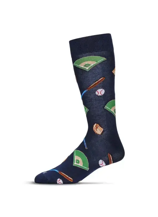 Men's Baseball Bamboo Crew Socks | Navy / 10-13