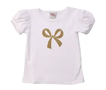 Gold Bow Puff Sleeve Tee