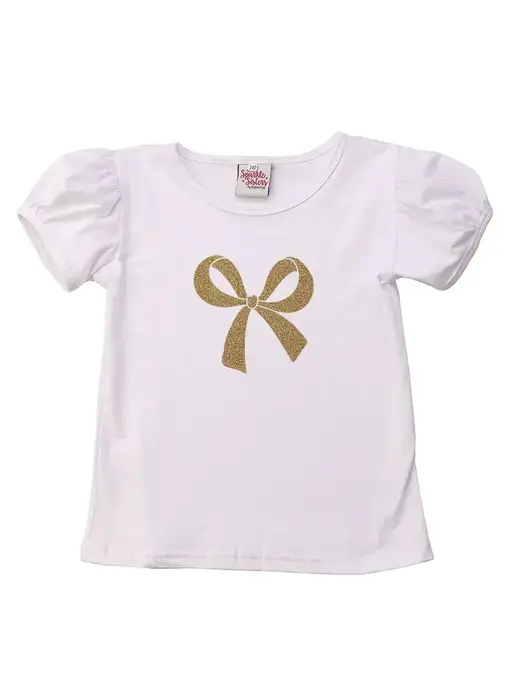 Gold Bow Puff Sleeve Tee