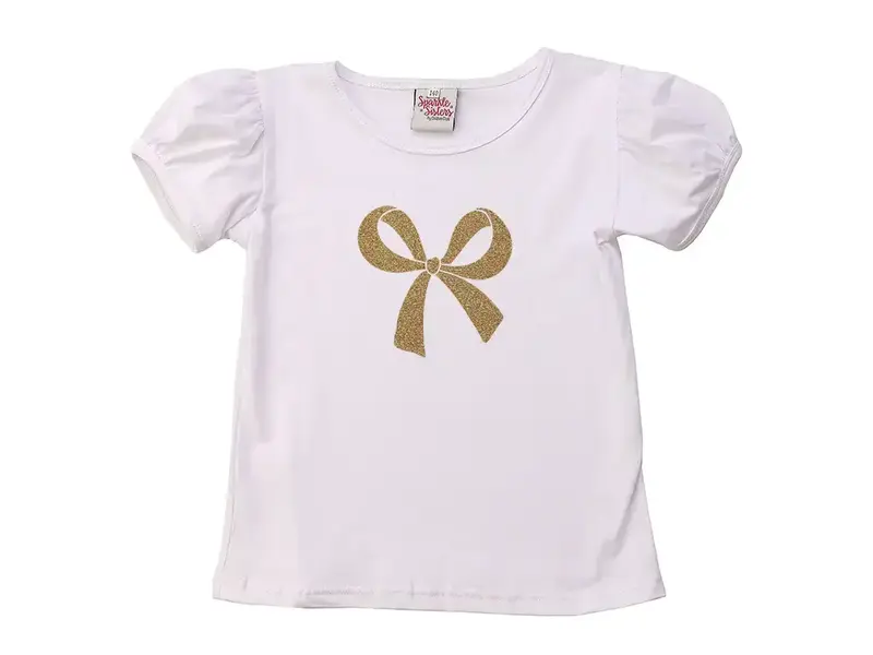 Sparkle Sister by Couture Gold Bow Puff Sleeve Tee