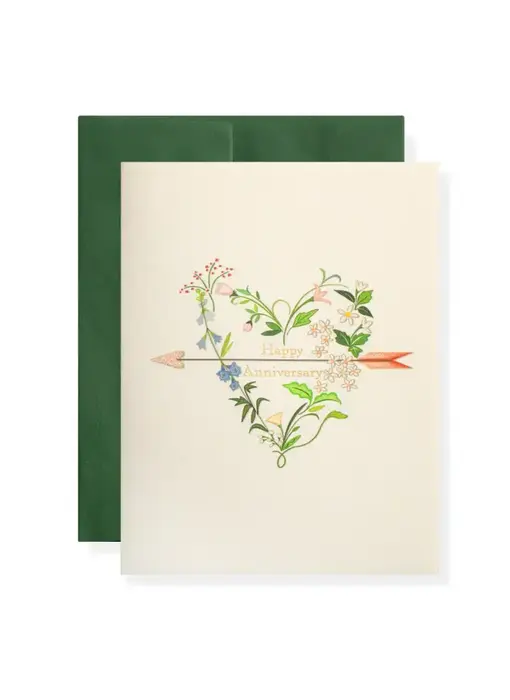 Floral Anniversary Heart Greeting Card