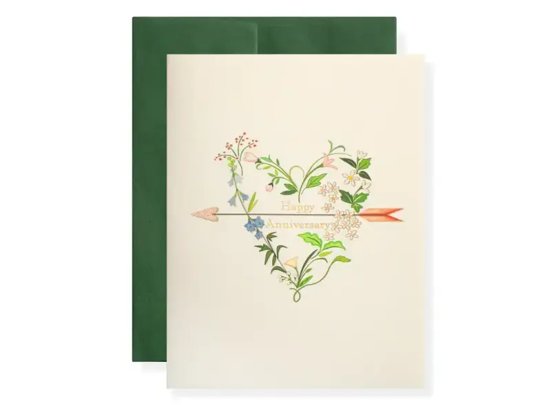 Karen Adams Designs Floral Anniversary Heart Greeting Card