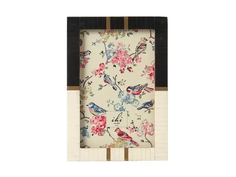 India Handicraft Exporter Brass Inlay Frame B/W/Gold - 4x6