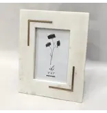 India Handicraft Exporter White Marble Photo Frame W/Brass  - 5x7