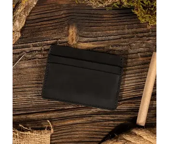Genuine Leather Card Holder Wallet - Black