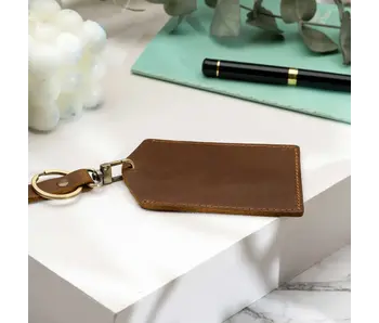 Genuine Leather Luggage Tag - Brown