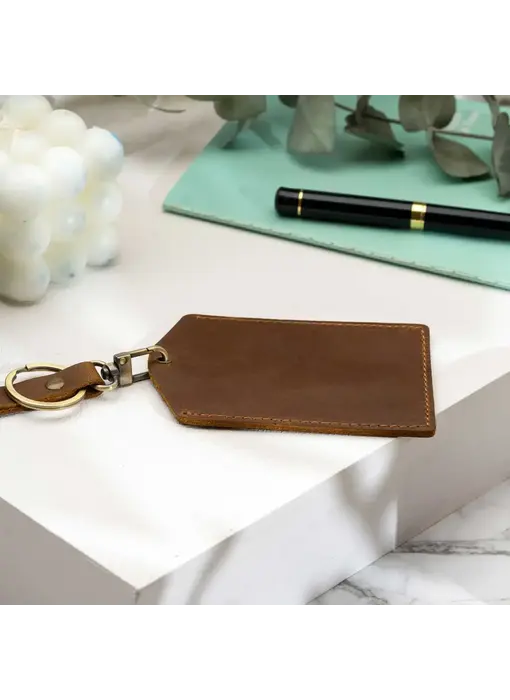Genuine Leather Luggage Tag - Brown