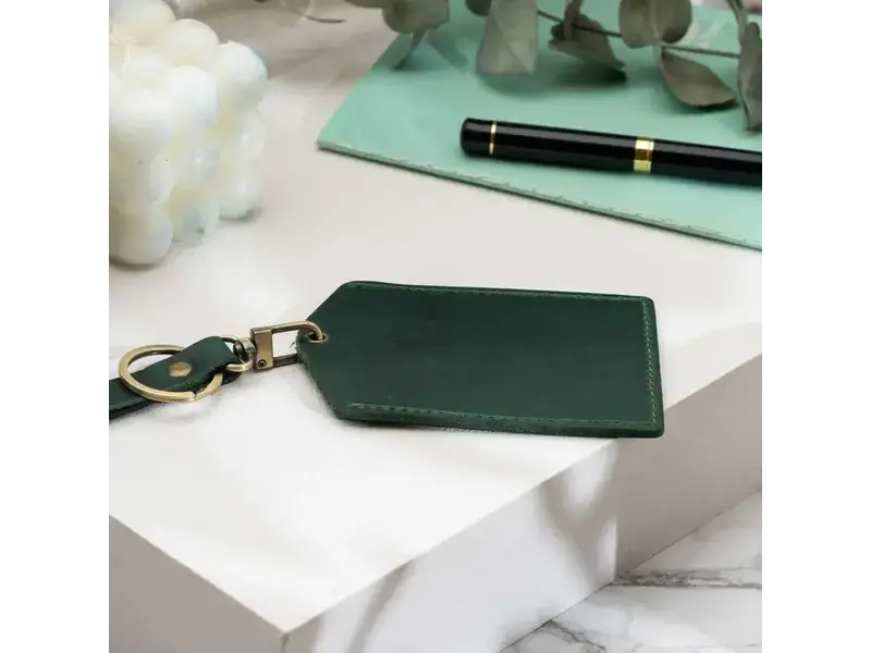American Leather Goods Genuine Leather Luggage Tag - Green