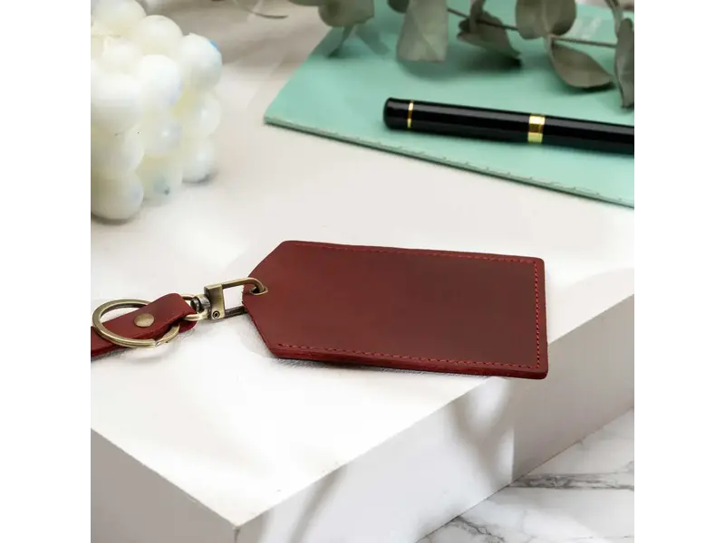 American Leather Goods Genuine Leather Luggage Tag - Red