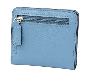 Genuine Leather Small Compact Bifold Wallet - Blue