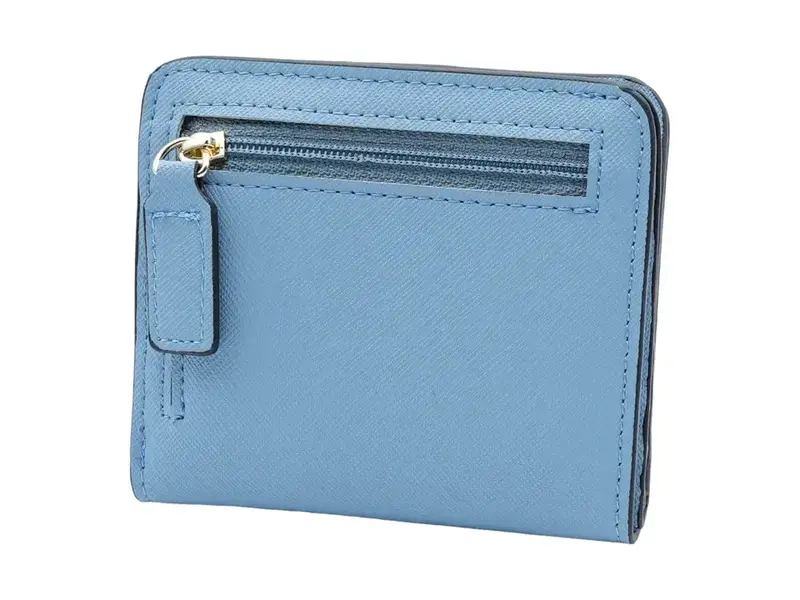 American Leather Goods Genuine Leather Small Compact Bifold Wallet - Blue