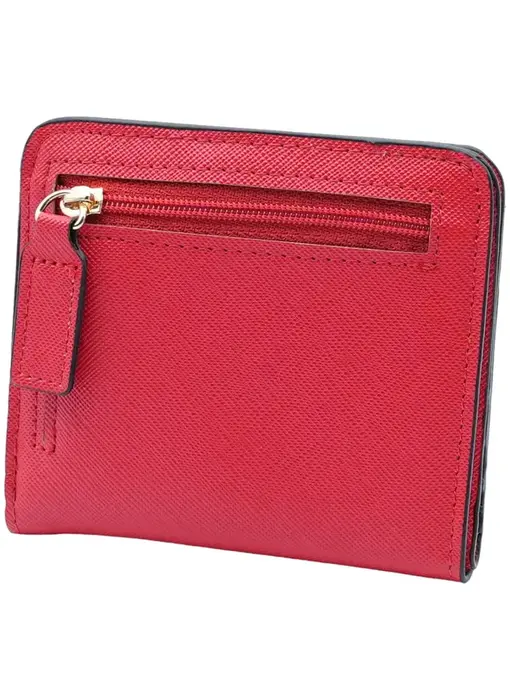 Genuine Leather Small Compact Bifold Wallet - Red