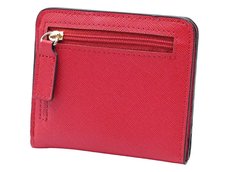 American Leather Goods Genuine Leather Small Compact Bifold Wallet - Red
