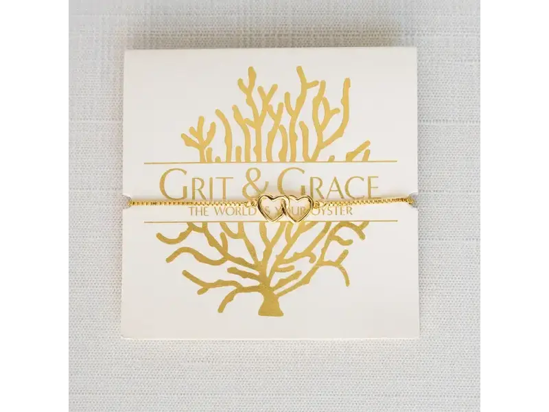 Grit and Grace Studio Double Heart Grit Adjustable Bolo Bracelet