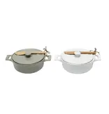 Creative Co-OP Brie Baker with Lid and Spreader, Grey or White