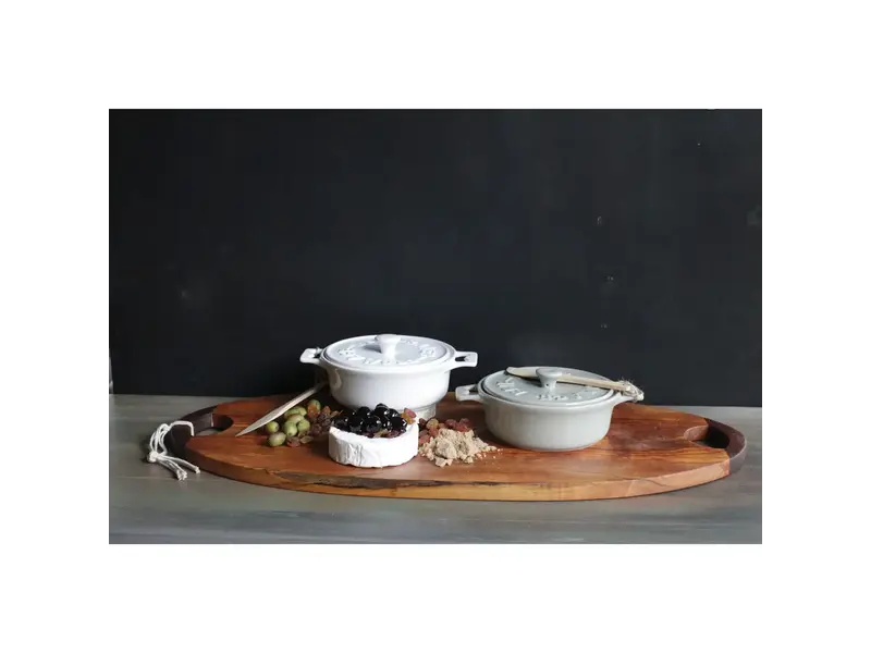 Creative Co-OP Brie Baker with Lid and Spreader, Grey or White