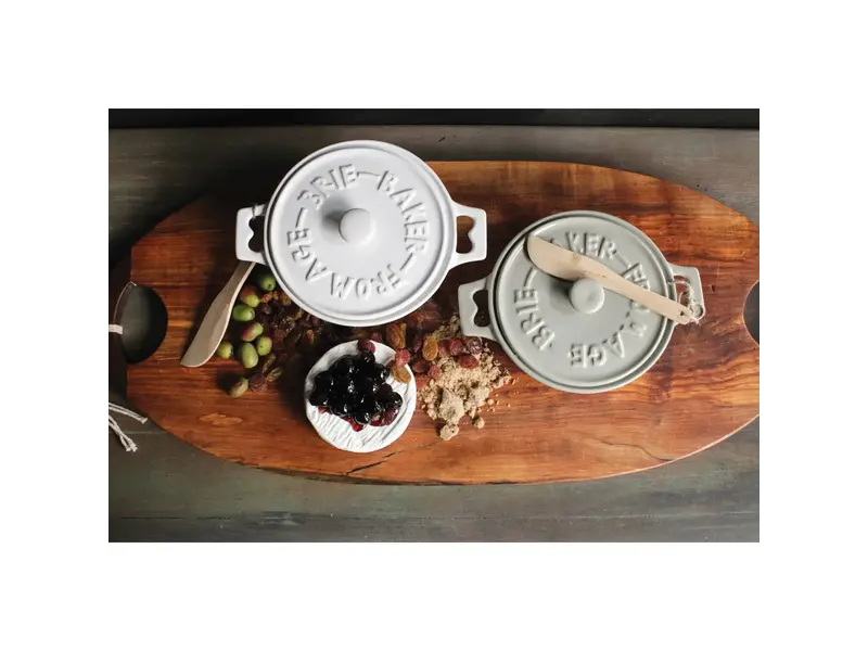 Creative Co-OP Brie Baker with Lid and Spreader, Grey or White