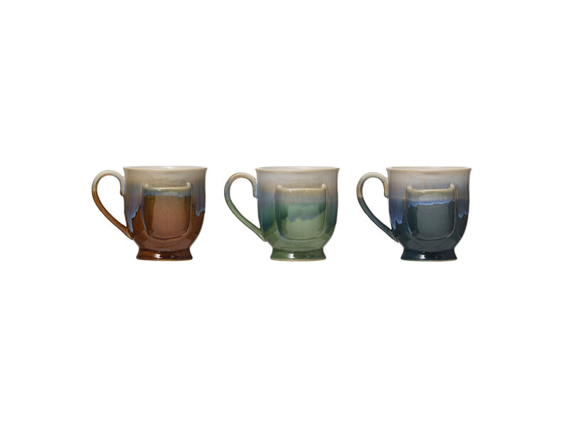 Creative Co-OP Stoneware Mug with Tea Bag Holder, 3 Colors