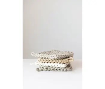 Cotton Crocheted Pot Holder, 4 Colors