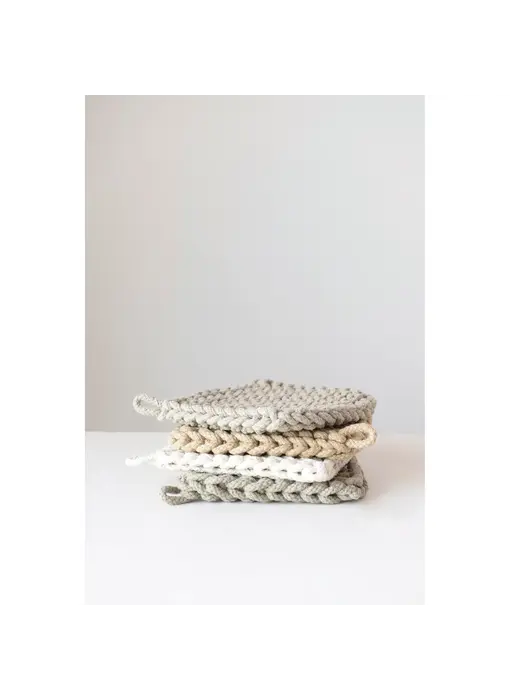 Cotton Crocheted Pot Holder, 4 Colors