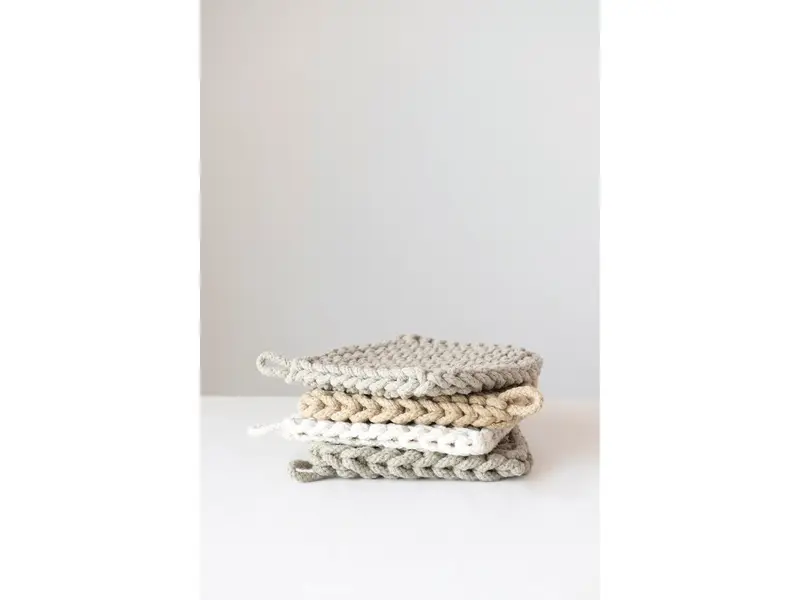 Creative Co-OP Cotton Crocheted Pot Holder, 4 Colors