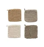 Creative Co-OP Cotton Crocheted Pot Holder, 4 Colors