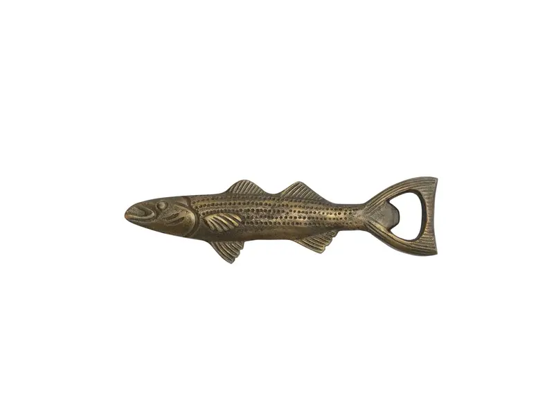 Creative Co-OP Cast Aluminum Fish Shaped Bottle Opener, Antique Gold Finish