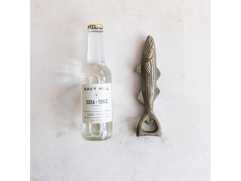 Creative Co-OP Cast Aluminum Fish Shaped Bottle Opener, Antique Gold Finish