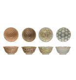 Creative Co-OP Stoneware Pinch Pot w/ Pattern, Multi Color, 4 Styles