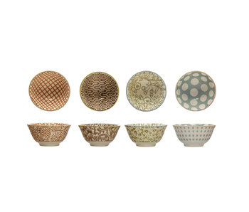 Stoneware Pinch Pot w/ Pattern, Multi Color, 4 Styles