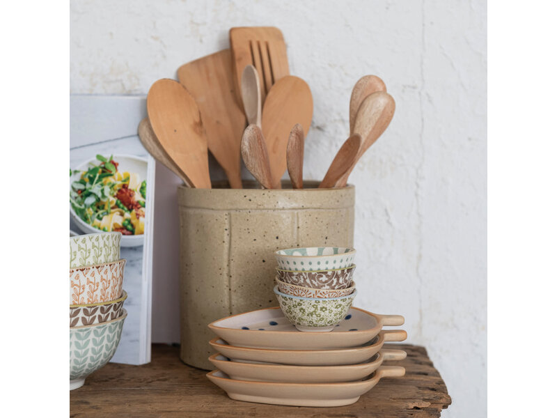 Creative Co-OP Stoneware Pinch Pot w/ Pattern, Multi Color, 4 Styles