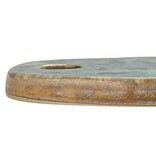 Creative Co-OP Stoneware Cheese/Cutting Board w/ Leather Tie
