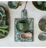 Creative Co-OP Stoneware Cheese/Cutting Board w/ Leather Tie