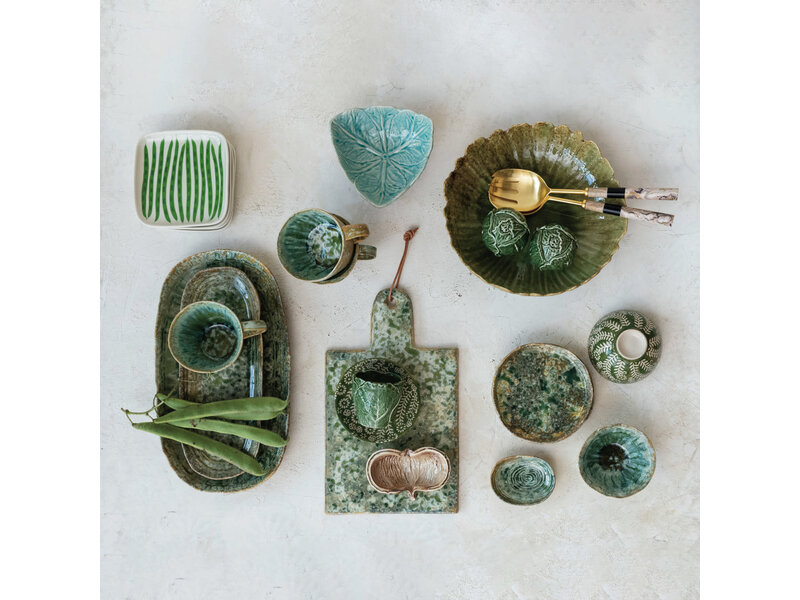 Creative Co-OP Embossed Stoneware Dish 