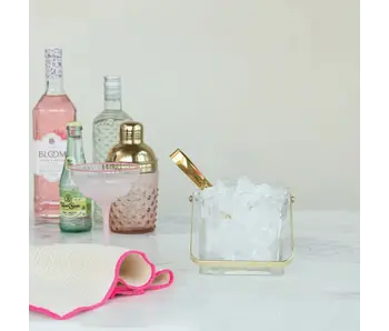 24 oz. Textured Glass Ice Bucket with Tongs