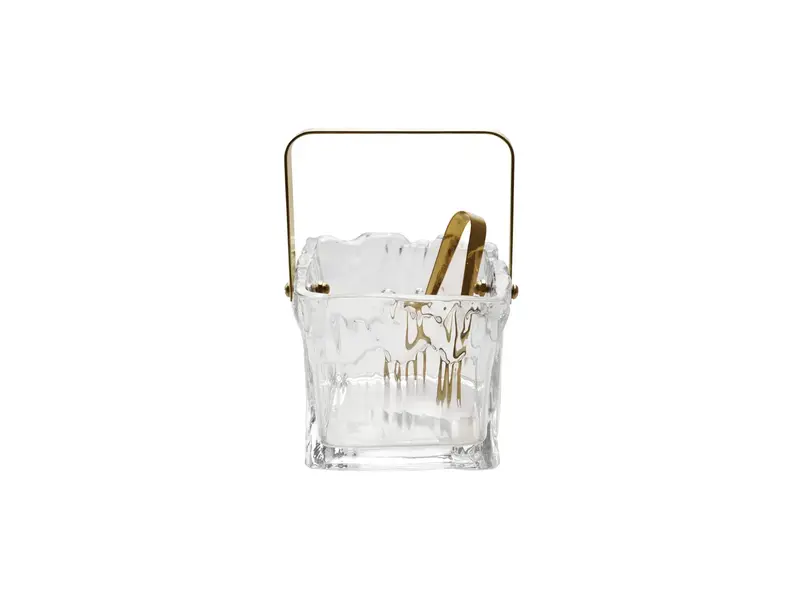 Creative Co-OP 24 oz. Textured Glass Ice Bucket with Tongs