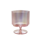 Creative Co-OP 12 oz. Hand-Blown Pleated Flower Shaped Stemmed Wine Glass