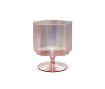 12 oz. Hand-Blown Pleated Flower Shaped Stemmed Wine Glass