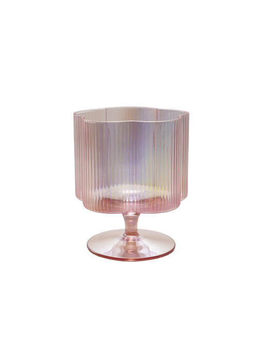 12 oz. Hand-Blown Pleated Flower Shaped Stemmed Wine Glass