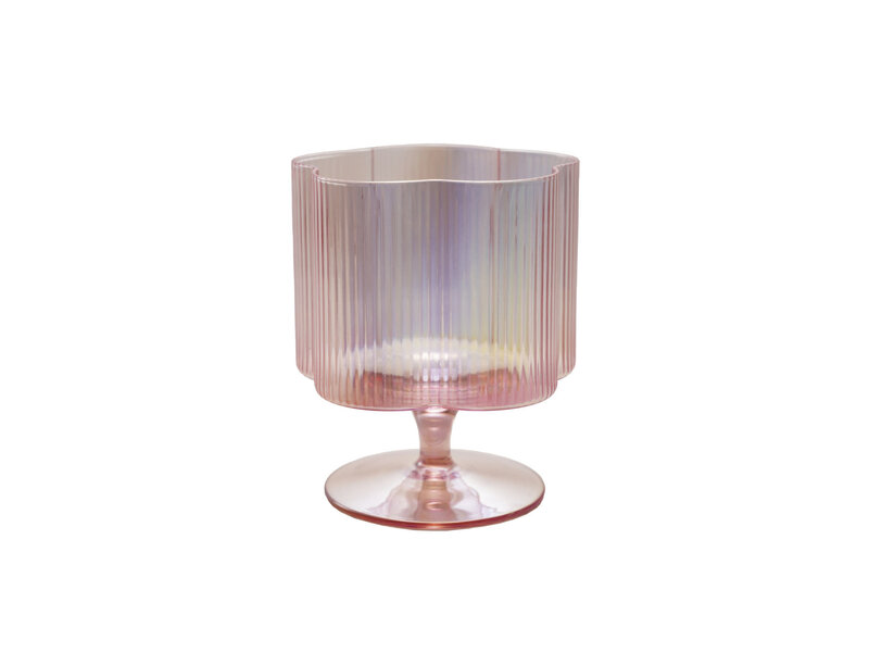 Creative Co-OP 12 oz. Hand-Blown Pleated Flower Shaped Stemmed Wine Glass