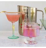 Creative Co-OP 12 oz. Hand-Blown Pleated Flower Shaped Stemmed Wine Glass