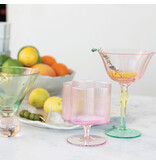 Creative Co-OP 12 oz. Hand-Blown Pleated Flower Shaped Stemmed Wine Glass